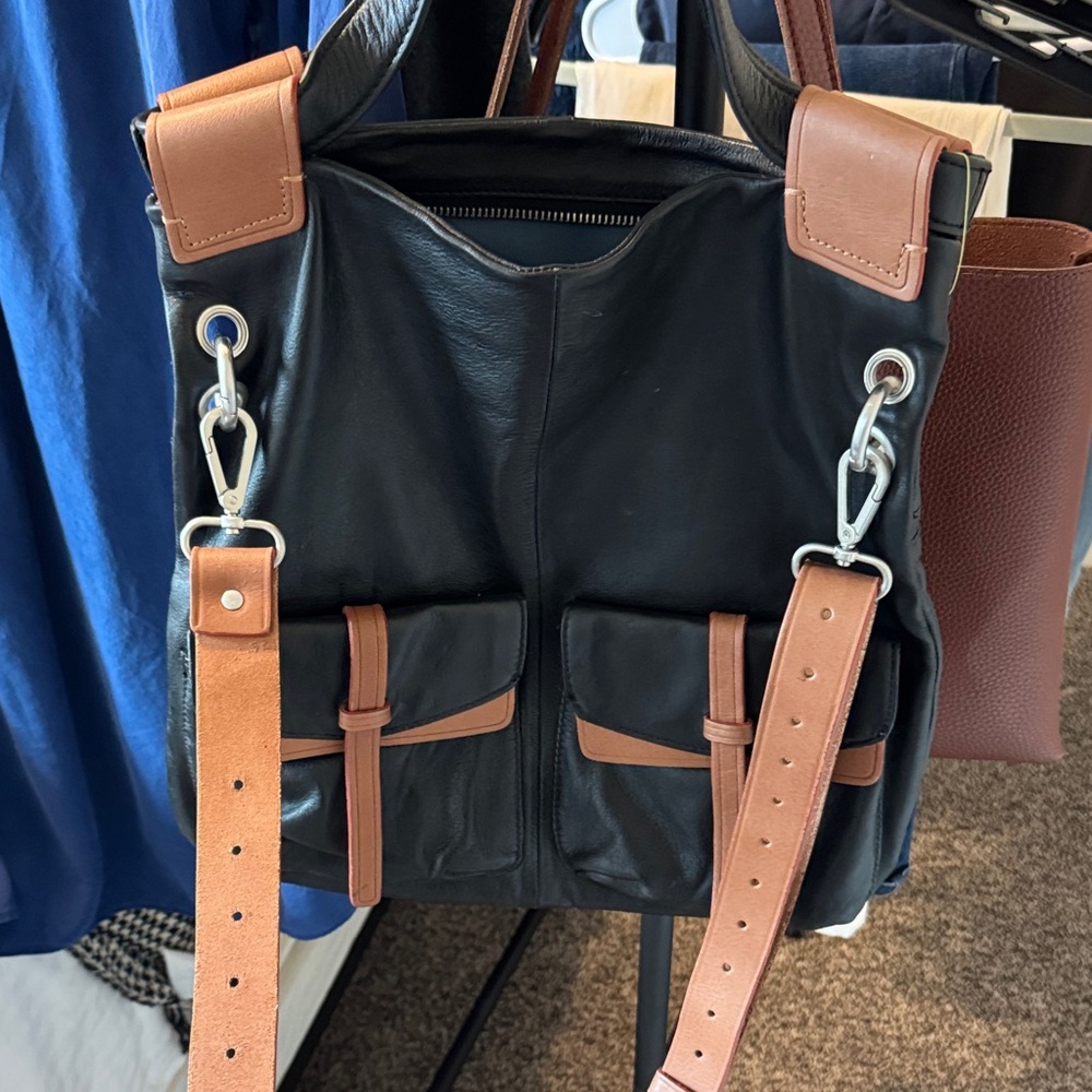 Christopher Kon Elegant Black and Tan Men's Messenger Bag